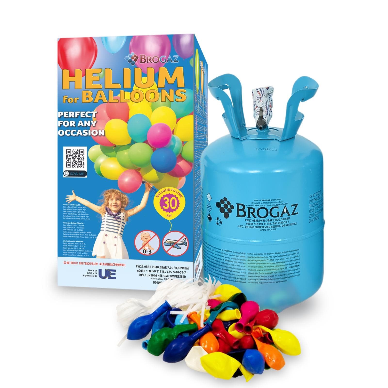 Bombola di elio per 30 palloncini