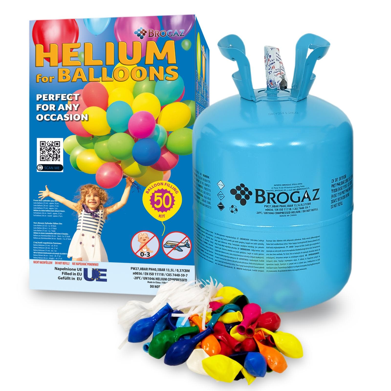 Bombola di elio per 50 palloncini