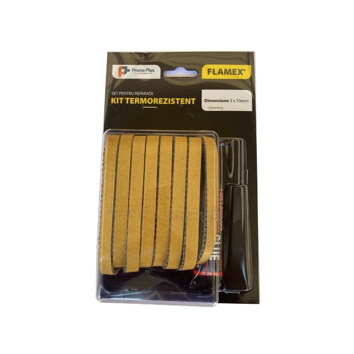 Kit resistente alle alte temperature – cordone piatto + tubetto di adesivo FLAMEX 3x10 mm