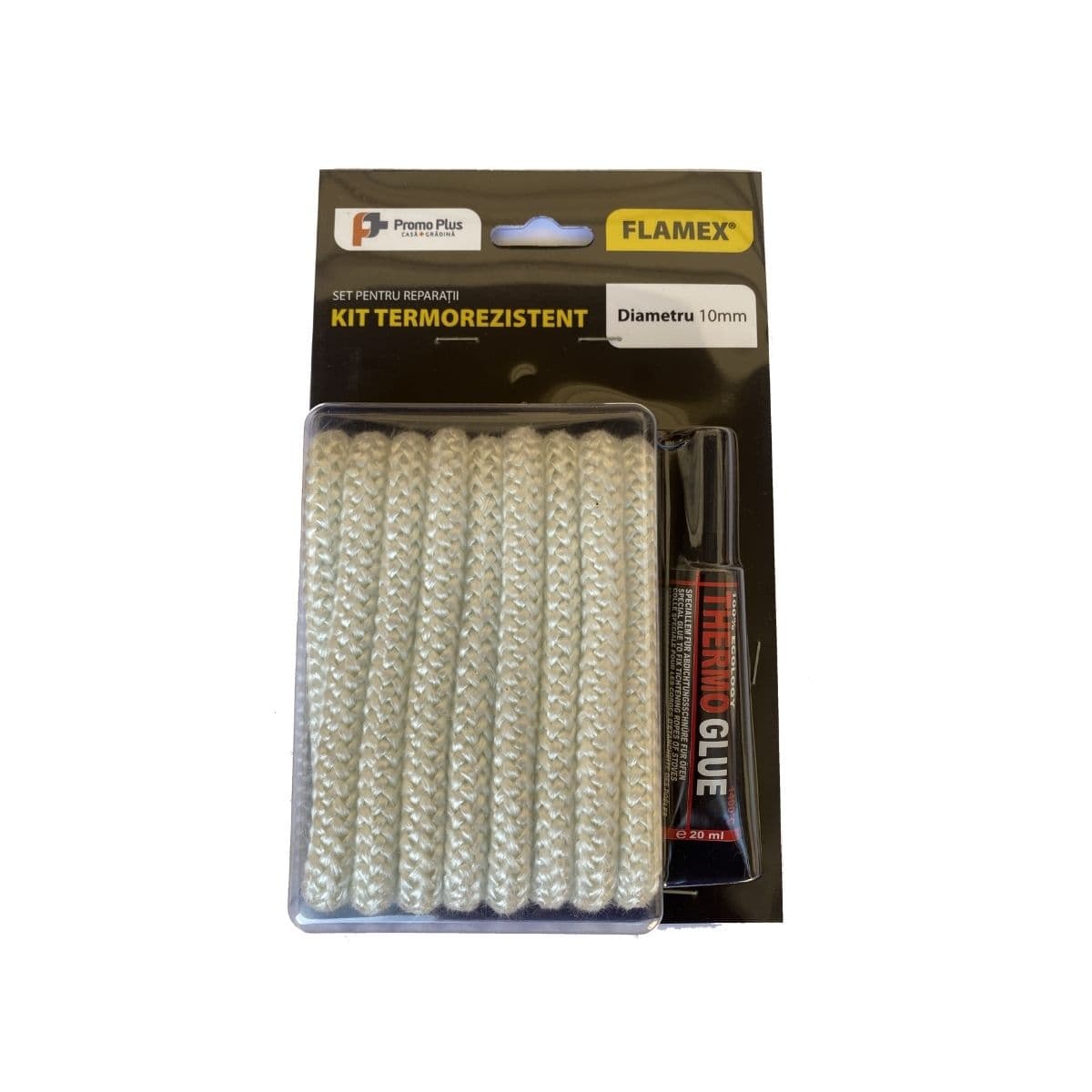 Kit resistente alle alte temperature – cordone tondo + tubetto di adesivo FLAMEX Ø 10 mm