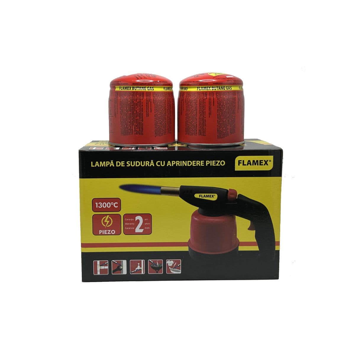 Set FLAMEX 2 bombole 190 g + cannello per saldatura con accensione piezo
