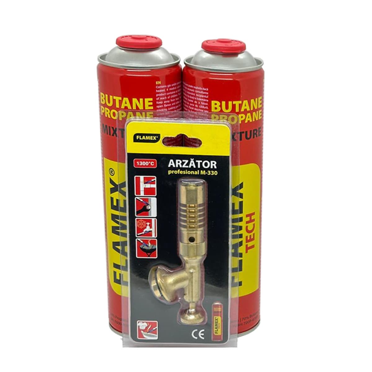 Set cannello professionale per saldatura/brasatura con 2 bombole Flamex 330 g, filetto 7/16''